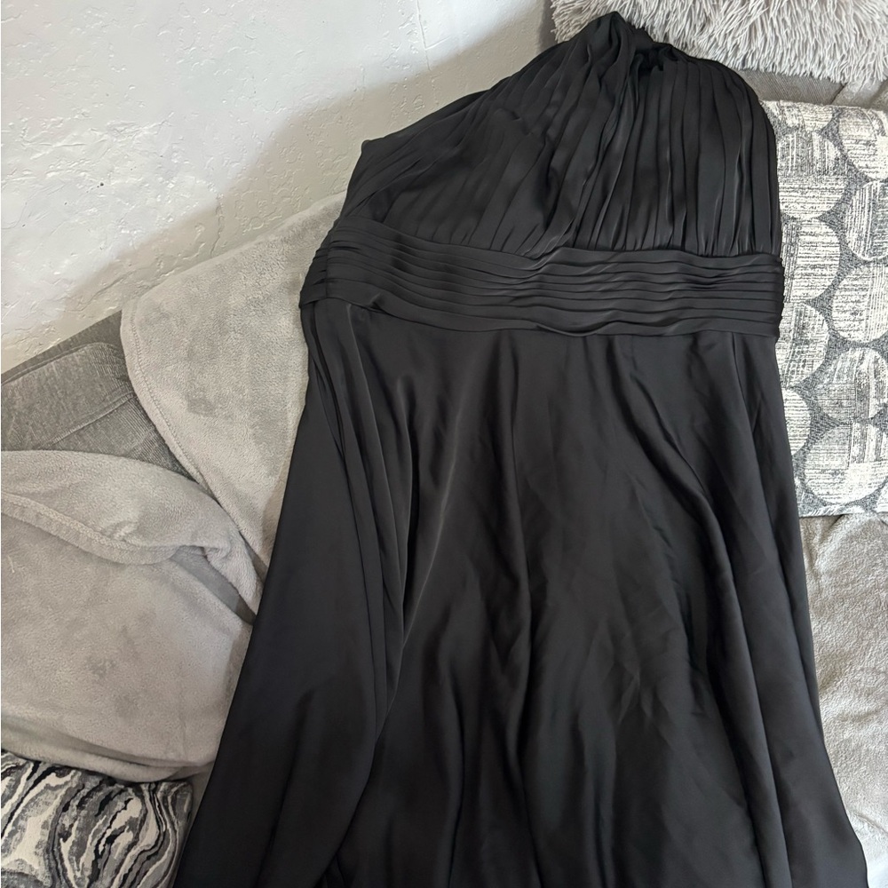 Azazie Black Satin stretch dress